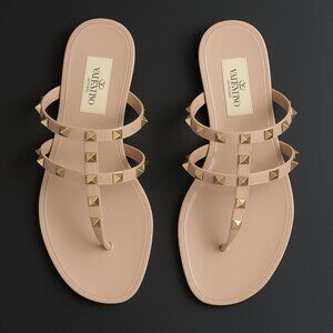 Valentino Garavani Rockstud T-Strap Flat Sandals